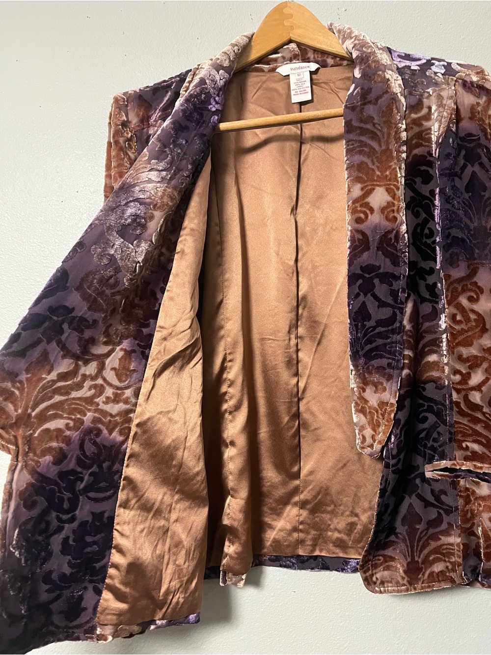 Sundance Silk Blend Bronze Velvet Blazer Whimsy Goth Romantic Size 12 - Picture 3 of 7